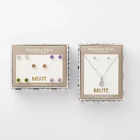 Mixit Hypoallergenic Gold Tone 5 Pair Cubic Zirconia Round Earring Set