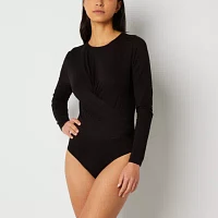 Worthington Womens Crew Neck Long Sleeve Bodysuit Tall