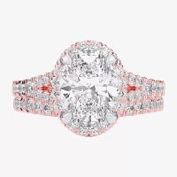 G-H / Si1-Si2) Womens / CT. T.W. Lab Grown White Diamond 14K Rose Gold Oval Side Stone Halo Bridal Set