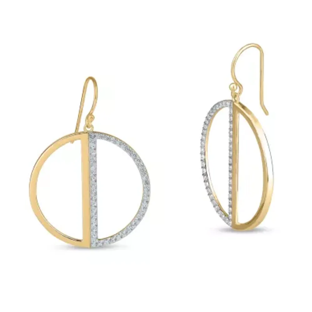 White Cubic Zirconia 18K Gold Over Silver Drop Earrings