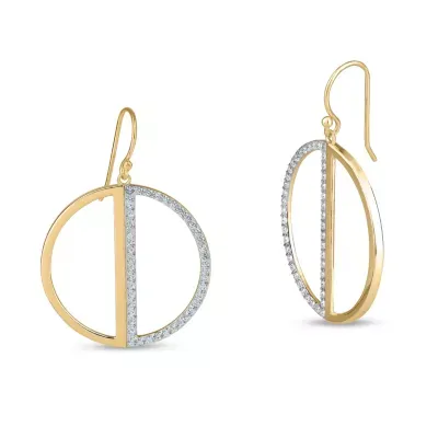 White Cubic Zirconia 18K Gold Over Silver Drop Earrings