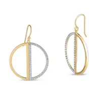 White Cubic Zirconia 18K Gold Over Silver Drop Earrings