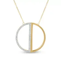 Womens White Cubic Zirconia 18K Gold Over Silver Circle Pendant Necklace
