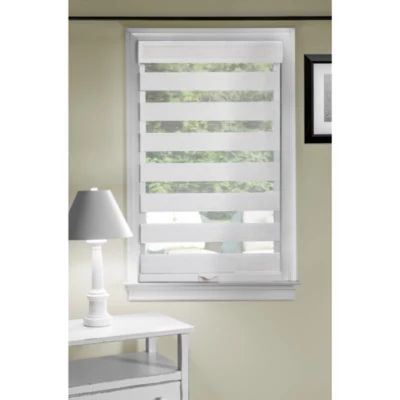 Cordless Celestial Sheer Double-Layered White Zebra Shade 39X72