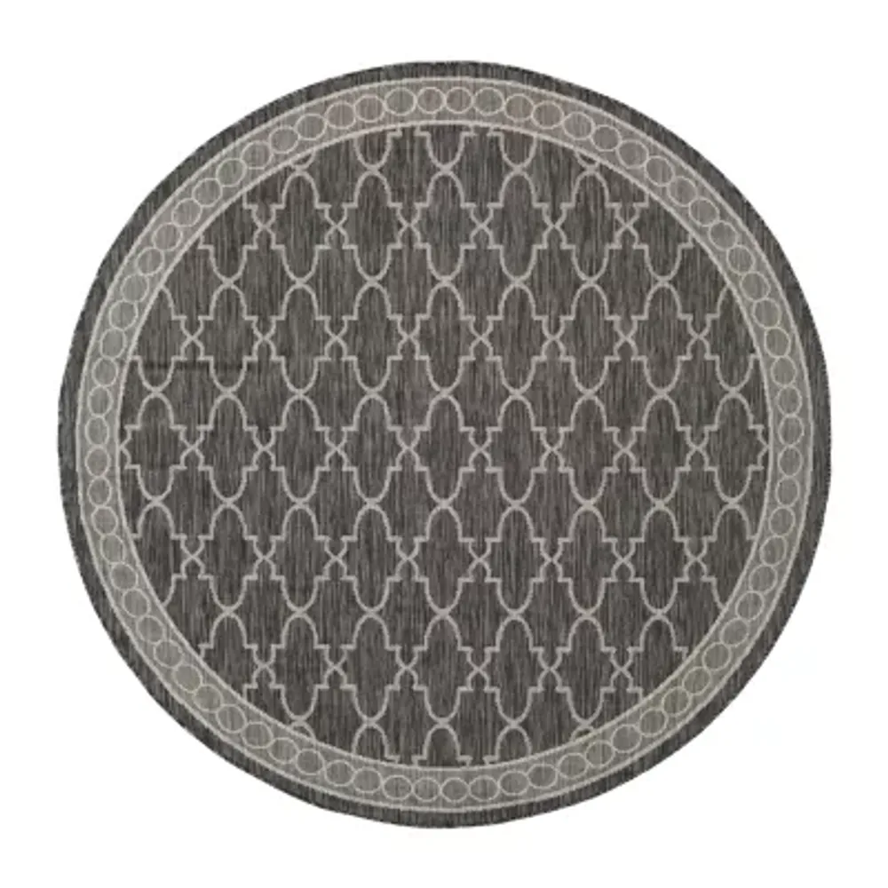 Safavieh Courtyard Collection Keeley Geometric Indoor/Outdoor Round Area Rug