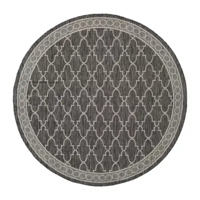 Safavieh Courtyard Collection Keeley Geometric Indoor/Outdoor Round Area Rug