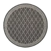 Safavieh Courtyard Collection Keeley Geometric Indoor/Outdoor Round Area Rug