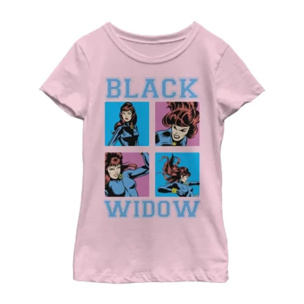 Little & Big Girls Black Widow Crew Neck Short Sleeve Marvel Graphic T-Shirt