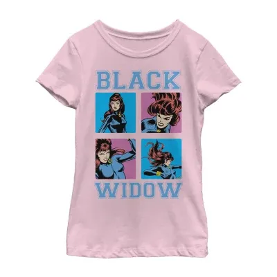 Little & Big Girls Black Widow Crew Neck Short Sleeve Marvel Graphic T-Shirt