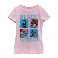 Little & Big Girls Black Widow Crew Neck Short Sleeve Marvel Graphic T-Shirt