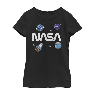Little & Big Girls Nasa Crew Neck Short Sleeve Graphic T-Shirt