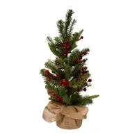 Kurt Adler 24-Inch Red Berries And Pinecones Tree 2 Foot Christmas Tree