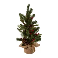 Kurt Adler 24-Inch Red Berries And Pinecones Tree 2 Foot Christmas Tree