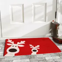 Calloway Mills Peeking Reindeer Outdoor Rectangular Doormat