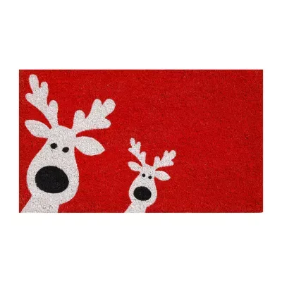 Calloway Mills Peeking Reindeer Outdoor Rectangular Doormat