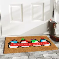 Calloway Mills Holiday Penguines Outdoor Rectangular Doormat