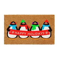 Calloway Mills Holiday Penguines Outdoor Rectangular Doormat