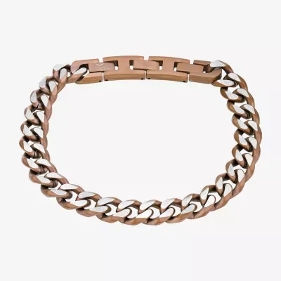 Stainless Steel / Inch Solid Curb Chain Bracelet