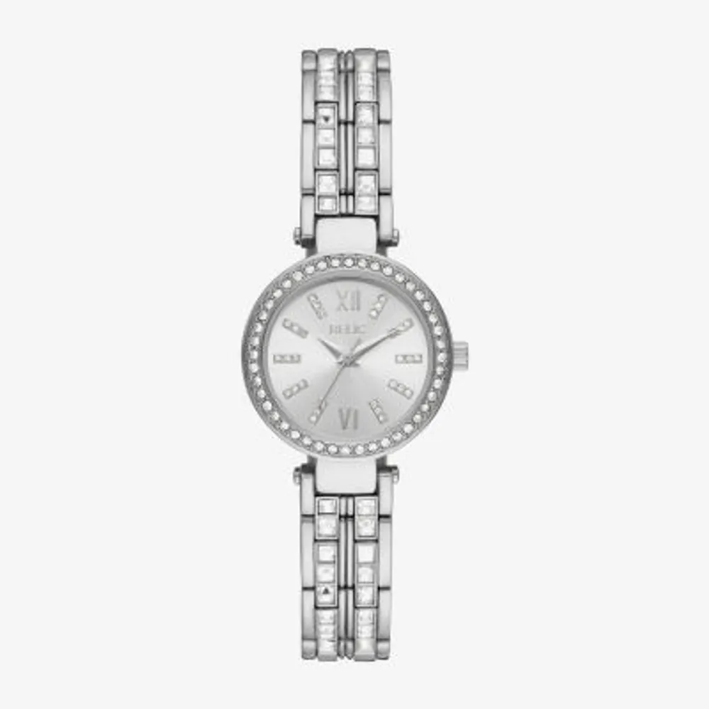 Relic By Fossil Anita Womens Crystal Accent Silver Tone Bracelet Watch Zr34626