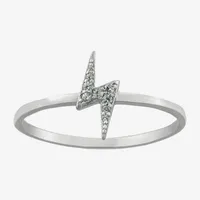 Silver Treasures Cubic Zirconia Sterling Silver LIghtning Bolt Band