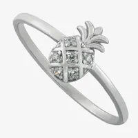 Silver Treasures Pineapple Cubic Zirconia Sterling Silver Band