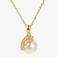 Womens White Cultured Freshwater Pearl 14K Gold Over Silver Pendant Necklace