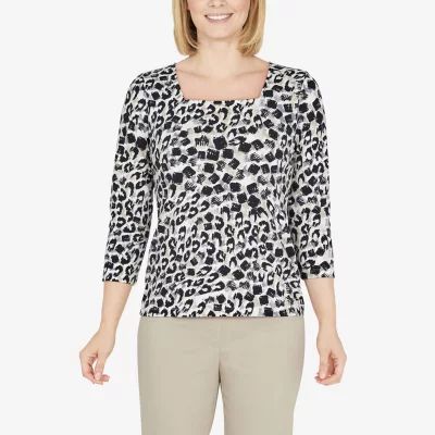 Hearts Of Palm Womens Square Neck 3/4 Sleeve T-Shirt