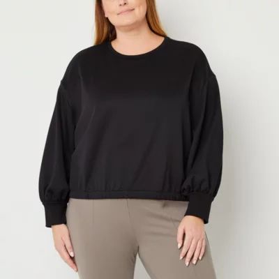 Stylus Plus Womens Round Neck Long Sleeve Blouse