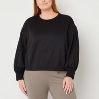 Stylus Plus Womens Round Neck Long Sleeve Blouse