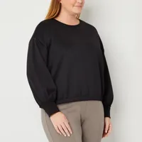 Stylus Plus Womens Round Neck Long Sleeve Blouse