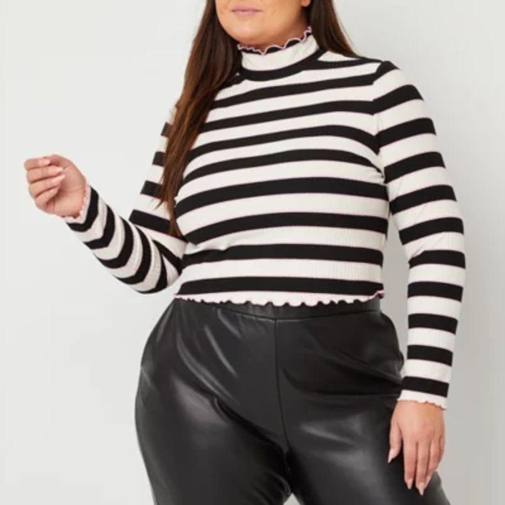 Juicy By Juicy Couture Womens Mock Neck Long Sleeve Crop Top Plus
