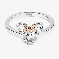 Disney Jewels Collection Womens Genuine White Topaz 14K Two Tone Gold Over Silver Sterling Minnie Mouse Cocktail Ring