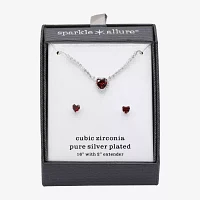 Sparkle Allure 2-pc. Cubic Zirconia Pure Silver Over Brass Heart Jewelry Set