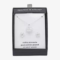 Sparkle Allure 2-pc. Cubic Zirconia Pure Silver Over Brass Flower Jewelry Set