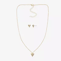 Sparkle Allure 2-pc. Cubic Zirconia 14K Gold Over Brass Heart Jewelry Set