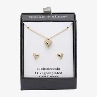 Sparkle Allure 2-pc. Cubic Zirconia 14K Gold Over Brass Heart Jewelry Set