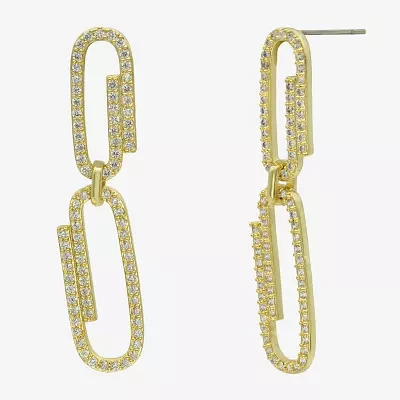 Sparkle Allure Womens Cubic Zirconia 14K Gold Over Brass Paperclip Drop Earrings