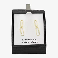 Sparkle Allure Womens Cubic Zirconia 14K Gold Over Brass Paperclip Drop Earrings