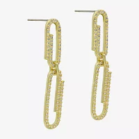 Sparkle Allure Womens Cubic Zirconia 14K Gold Over Brass Paperclip Drop Earrings