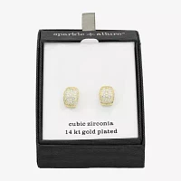 Sparkle Allure Cubic Zirconia 14K Gold Over Brass Hoop Earrings