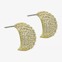 Sparkle Allure Cubic Zirconia 14K Gold Over Brass Hoop Earrings