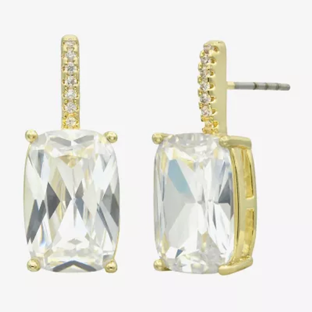 Sparkle Allure Cubic Zirconia 14K Gold Over Brass Drop Earrings