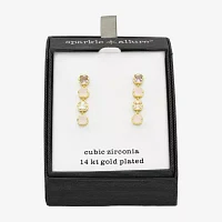 Sparkle Allure Cubic Zirconia 14K Gold Over Brass Drop Earrings
