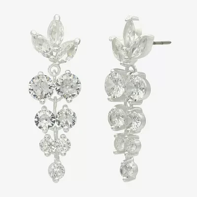 Sparkle Allure Cascade Cubic Zirconia Pure Silver Over Brass Drop Earrings