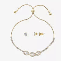 Sparkle Allure Halo 2-pc. Cubic Zirconia 14K Gold Over Brass Oval Jewelry Set