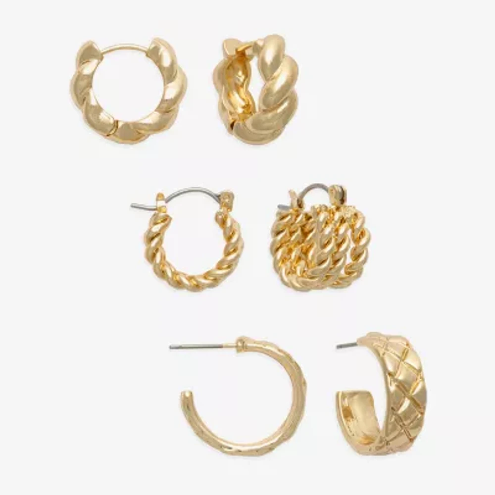 Mixit Gold Tone 3 Pair Earring Set