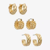 Mixit Gold Tone 3 Pair Earring Set