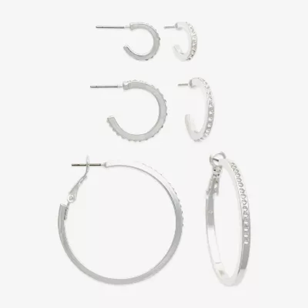 Mixit Hypoallergenic 3 Pair Glass Earring Set