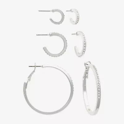 Mixit Hypoallergenic 3 Pair Glass Earring Set