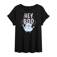 Juniors Spongebob Squarepants Hey Boo Tee Womens Crew Neck Short Sleeve Graphic T-Shirt